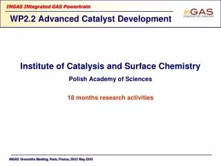 WP2.2 Advanced Catalyst Development