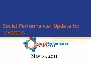 Social Performance: Update for Investors