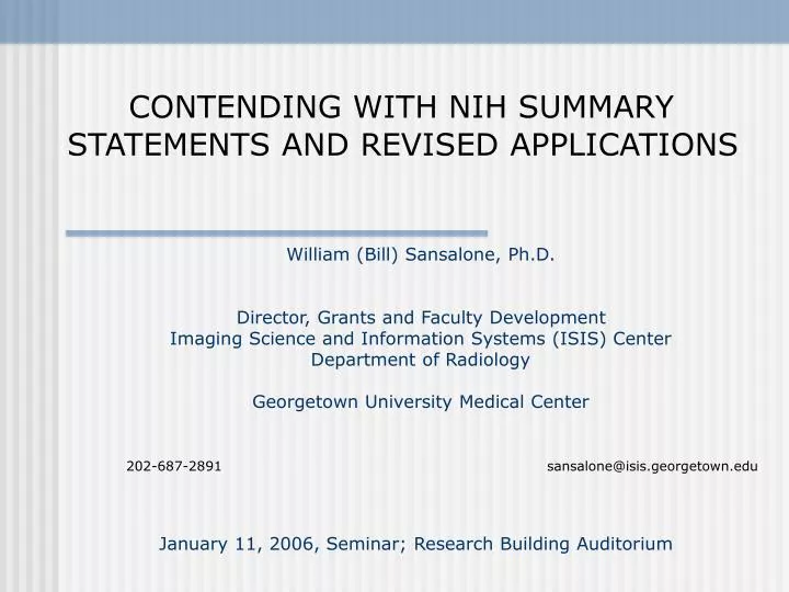 contending with nih summary statements and revised applications