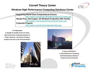 Cornell Theory Center Windows High Performance Computing Solutions Center