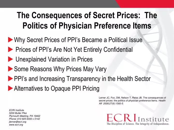 the consequences of secret prices the politics of physician preference items