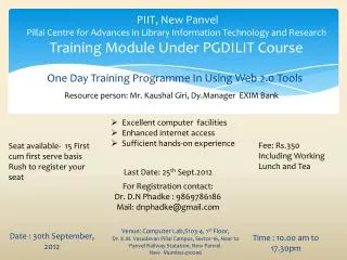 One Day Training Programme In Using Web 2.0 Tools