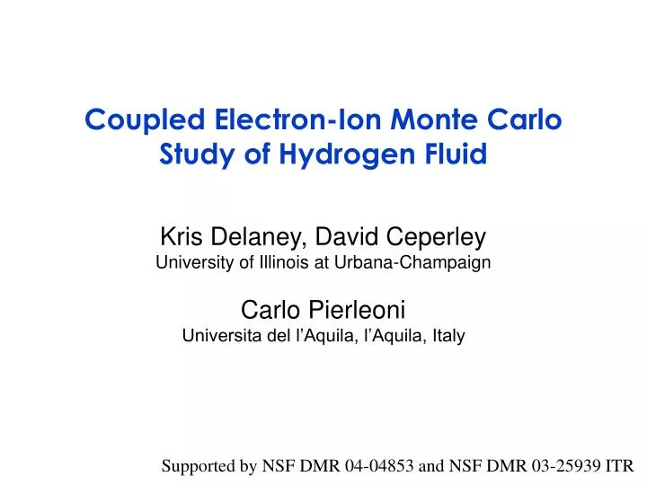 coupled electron ion monte carlo study of hydrogen fluid