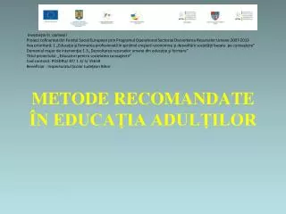 metode recomandate n educa ia adul ilor