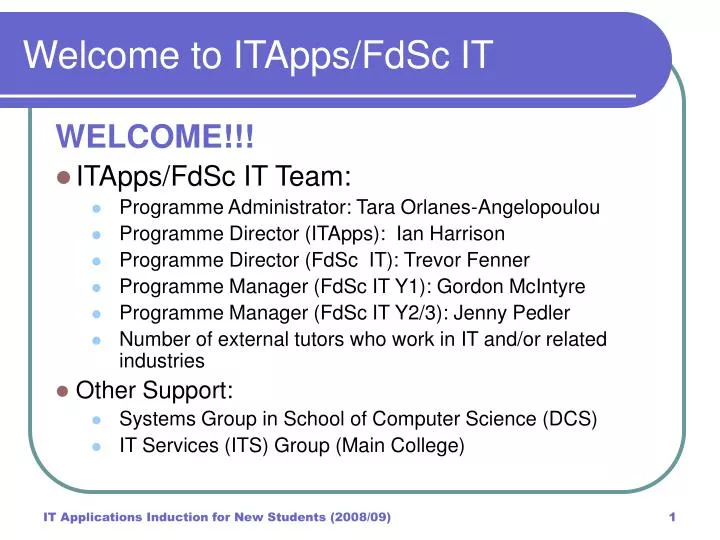 welcome to itapps fdsc it