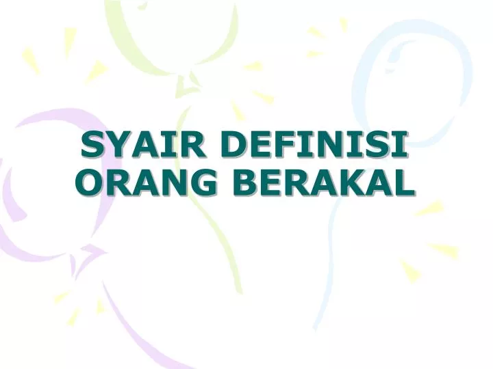 syair definisi orang berakal