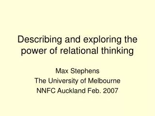Describing and exploring the power of relational thinking