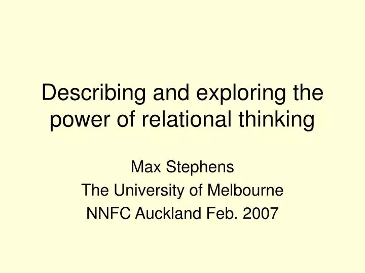 describing and exploring the power of relational thinking