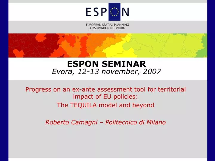 espon seminar evora 12 13 november 2007