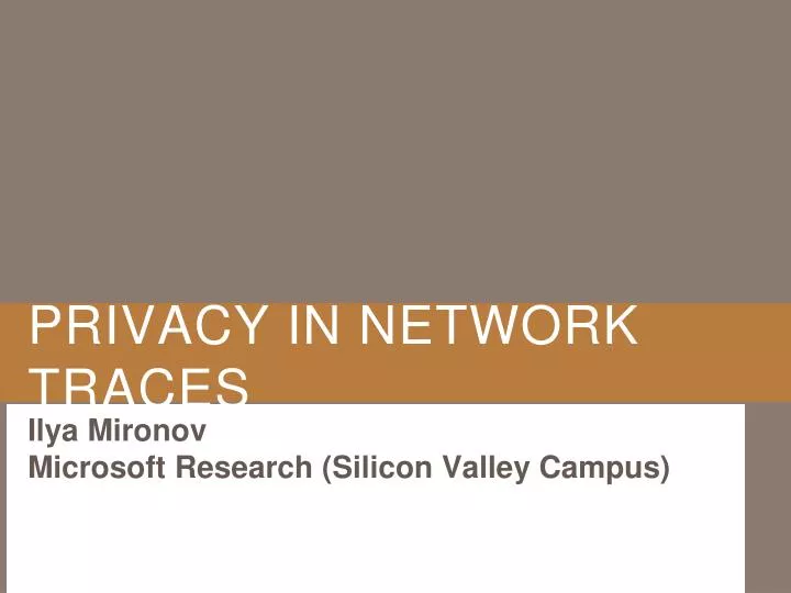 privacy in network traces