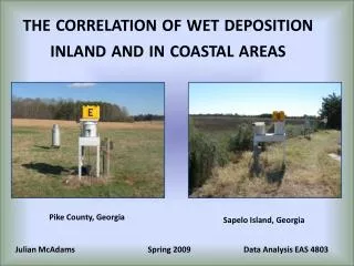 the correlation of wet deposition inland and in coastal areas