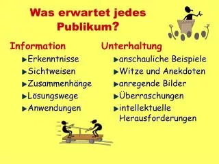 was erwartet jedes publikum
