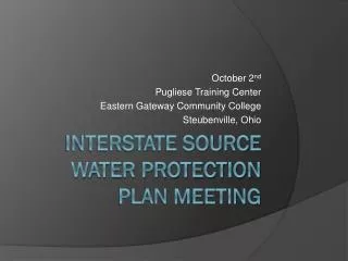 Interstate Source Water Protection Plan Meeting