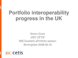 Portfolio interoperability progress in the UK
