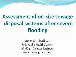 Assessment of on-site sewage disposal systems after severe flooding