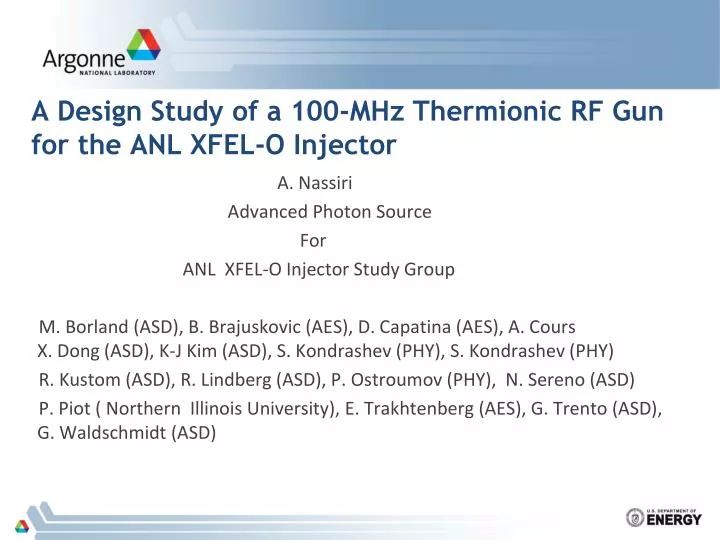 a design study of a 100 mhz thermionic rf gun for the anl xfel o injector