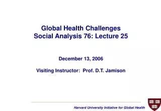 Health at the Center of Development The Major Actors Seven Tensions Changing Context