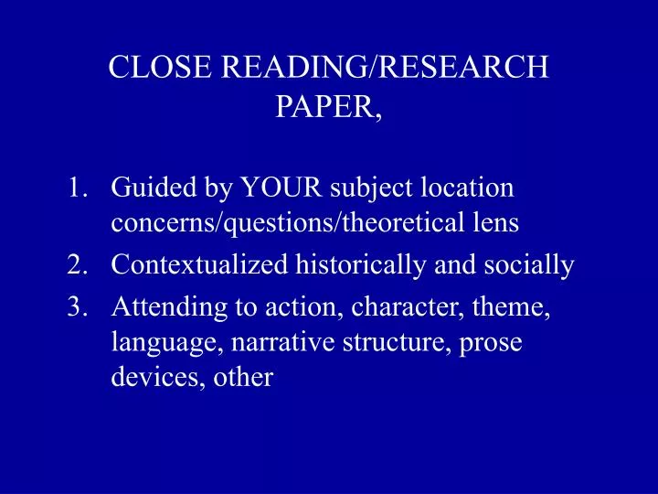 close reading research paper