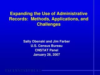 Expanding the Use of Administrative Records: Methods, Applications, and Challenges