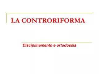 disciplinamento e ortodossia