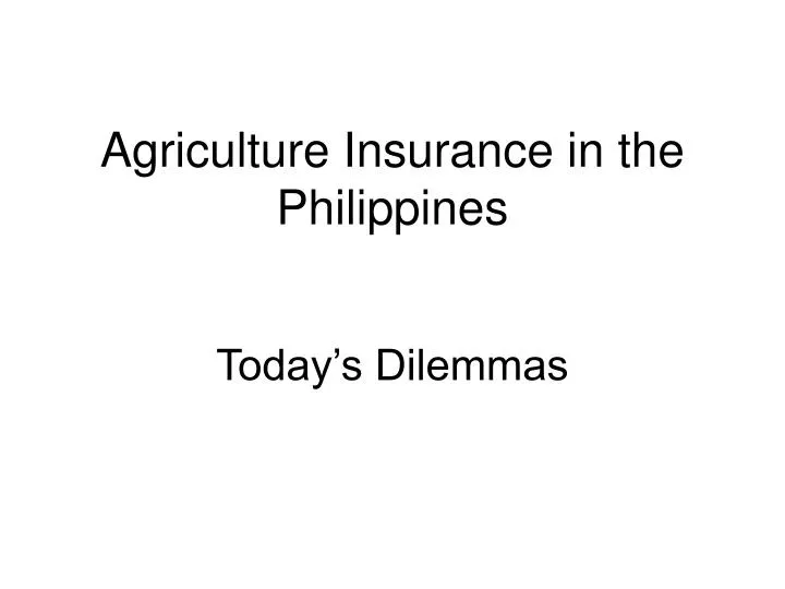 agriculture insurance in the philippines