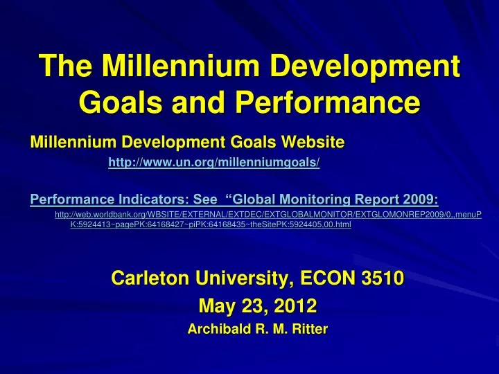 the millennium development goals and performance