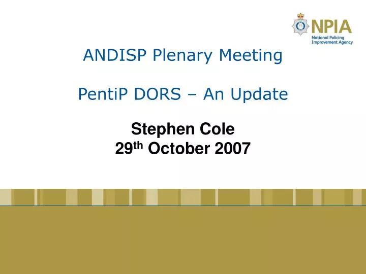 andisp plenary meeting pentip dors an update