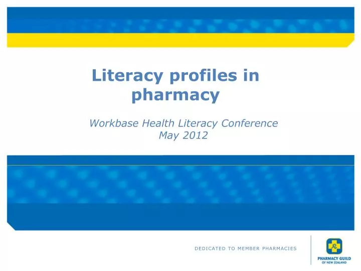 literacy profiles in pharmacy