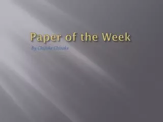Paper of the Week