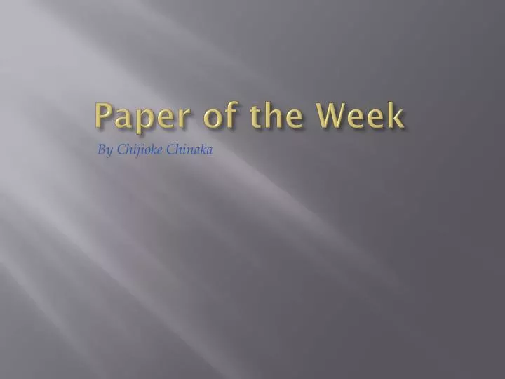 paper of the week