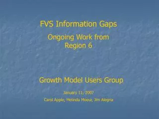 Growth Model Users Group