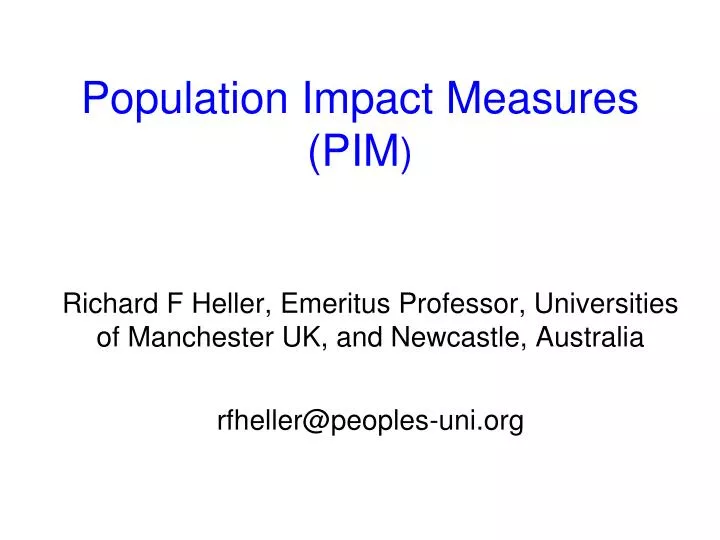 population impact measures pim
