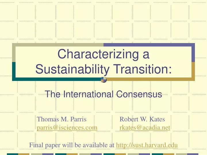 characterizing a sustainability transition
