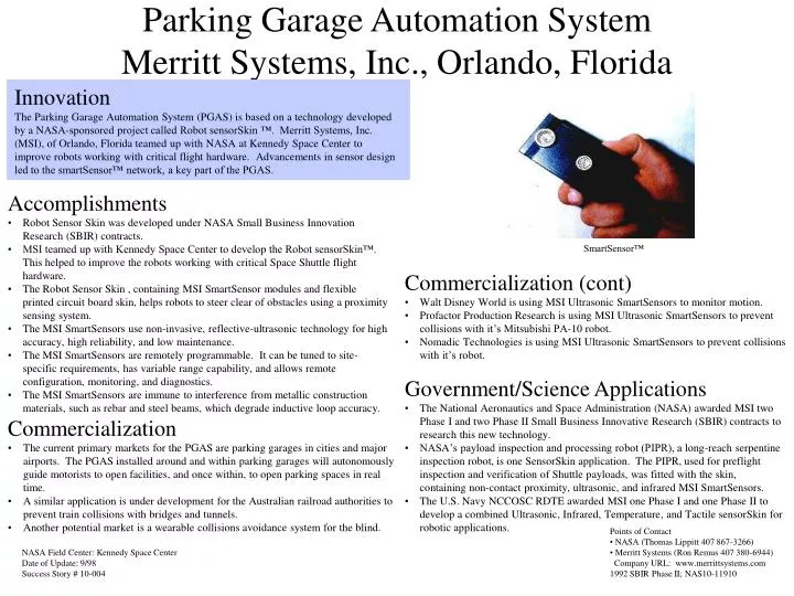 parking garage automation system merritt systems inc orlando florida