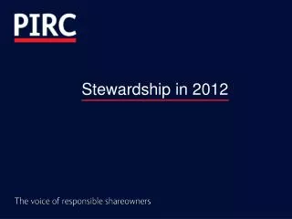 Stewardship in 2012