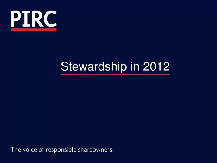 stewardship in 2012