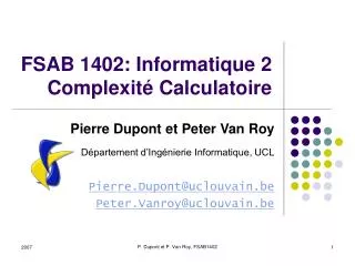 fsab 1402 informatique 2 complexit calculatoire