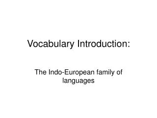 Vocabulary Introduction: