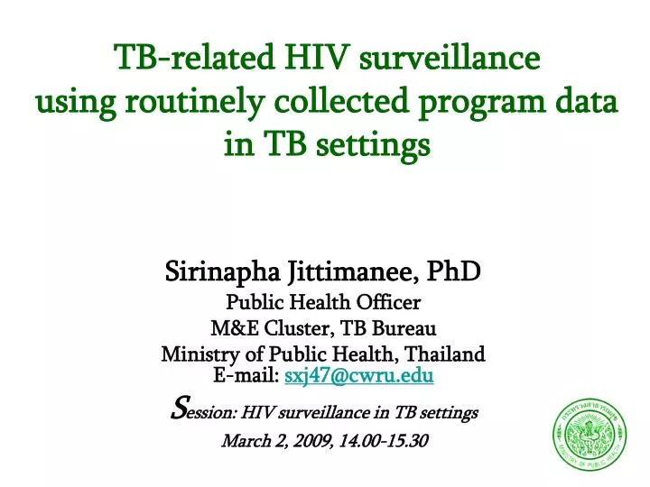 tb related hiv surveillance using routinely collected program data in tb settings