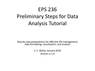 EPS 236 Preliminary Steps for Data Analysis Tutorial