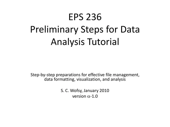 eps 236 preliminary steps for data analysis tutorial