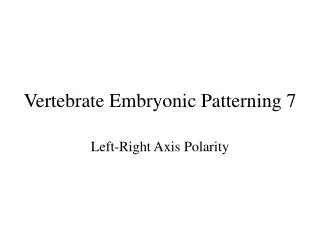 Vertebrate Embryonic Patterning 7