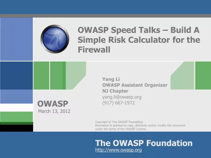 owasp speed talks build a simple risk calculator for the firewall