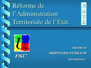 r forme de l administration territoriale de l tat