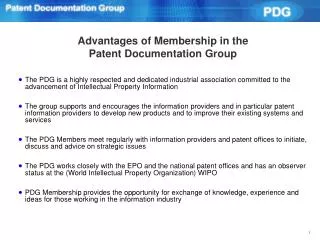 Advantages of Membership in the Patent Documentation Group