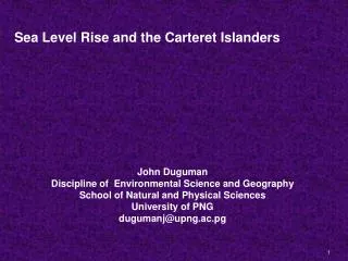 Sea Level Rise and the Carteret Islanders John Duguman