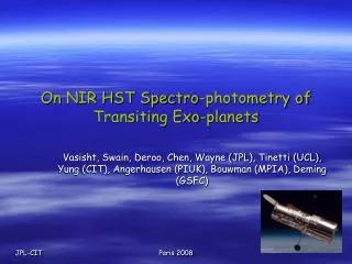 On NIR HST Spectro-photometry of Transiting Exo-planets