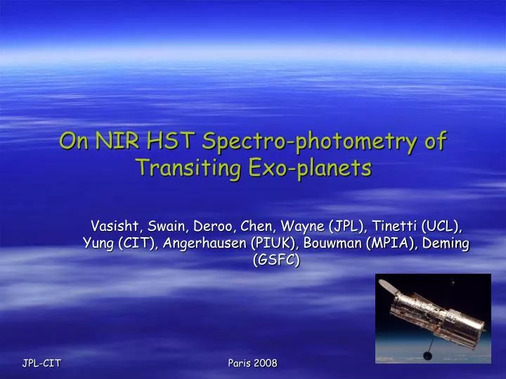 on nir hst spectro photometry of transiting exo planets