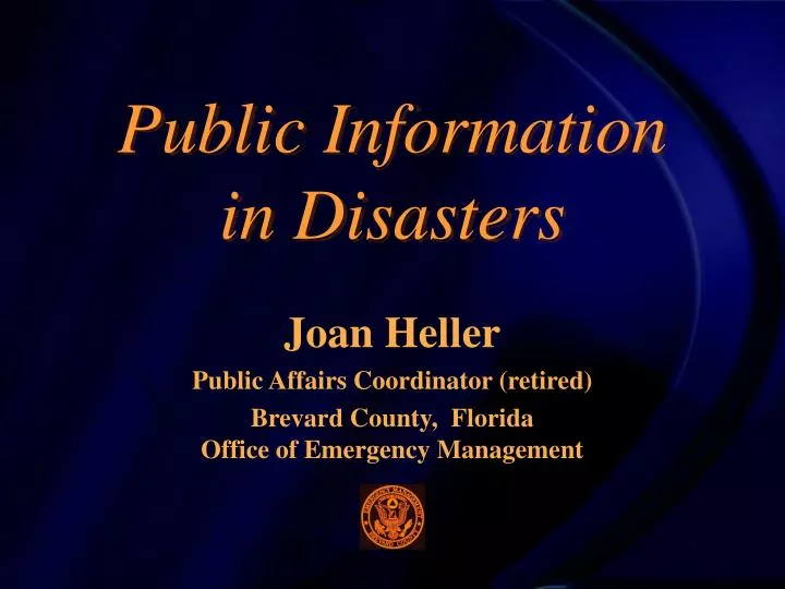 public information in disasters