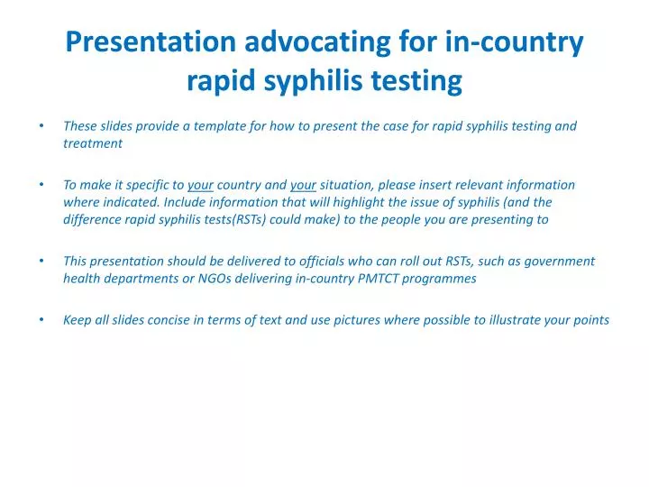 presentation advocating for in country rapid syphilis testing